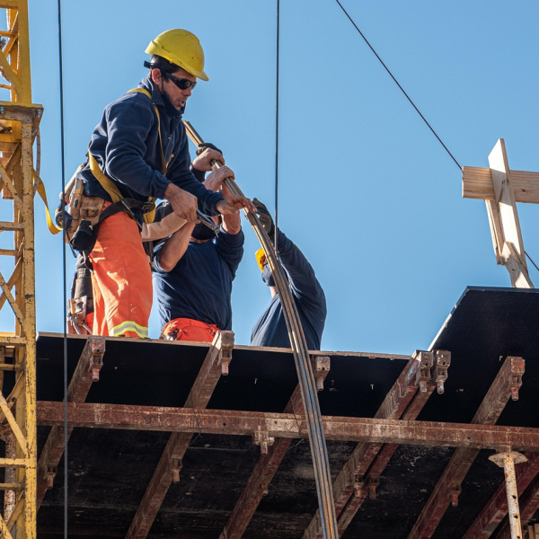man, worker, construction, building, height, facade, helmet, equipment